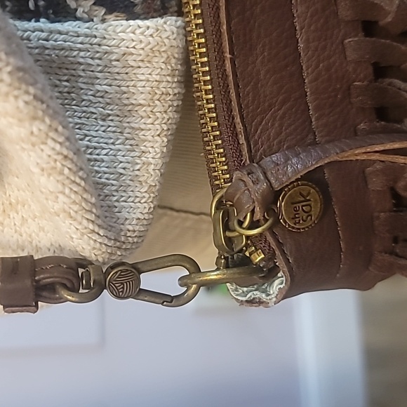 The Sak dark brown leather fringe crossbody purse bohemian hippie 70's style - Picture 3 of 10